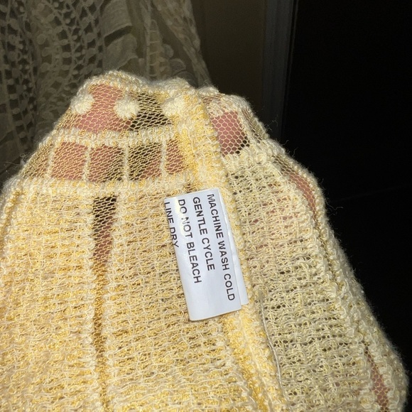 Rebellion Again White Yellow Sheer Lace Ombre Flowy Boho Kimono Duster Size L - Picture 11 of 11